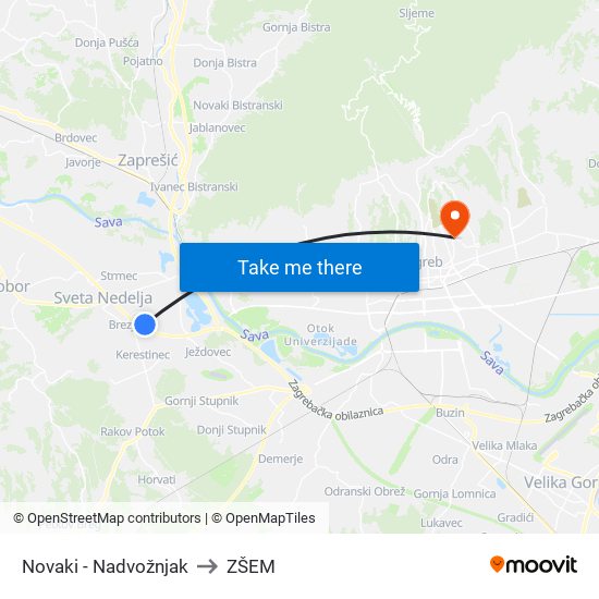 Novaki - Nadvožnjak to ZŠEM map