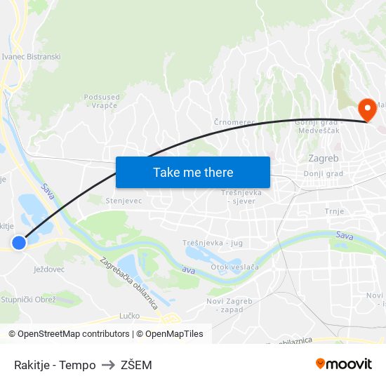 Rakitje - Tempo to ZŠEM map