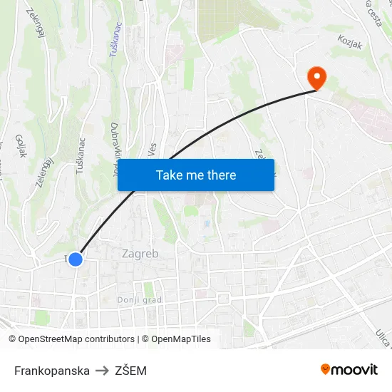 Frankopanska to ZŠEM map