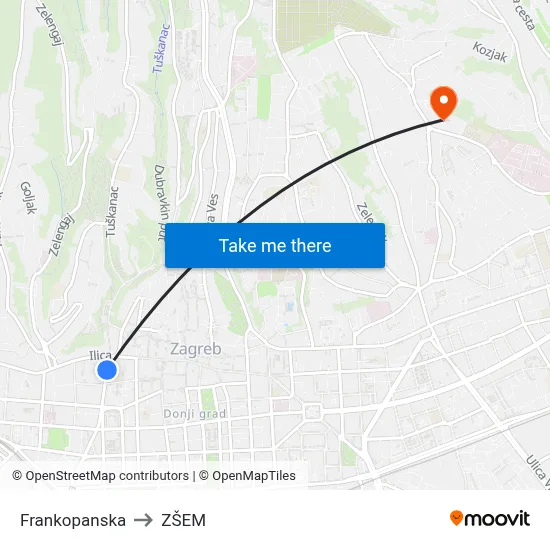 Frankopanska to ZŠEM map