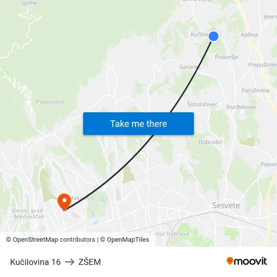 Kučilovina 16 to ZŠEM map