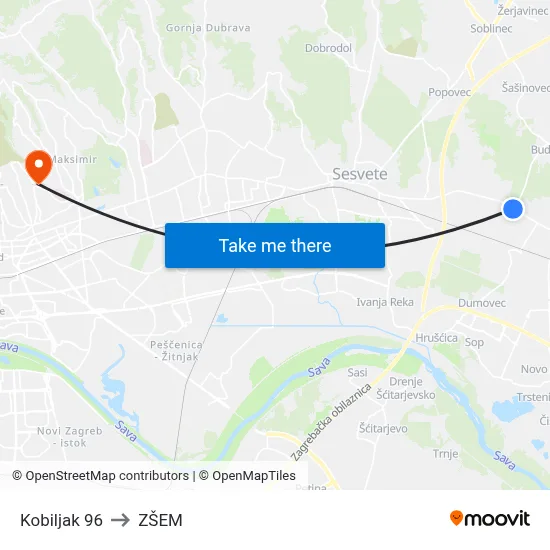 Kobiljak 96 to ZŠEM map