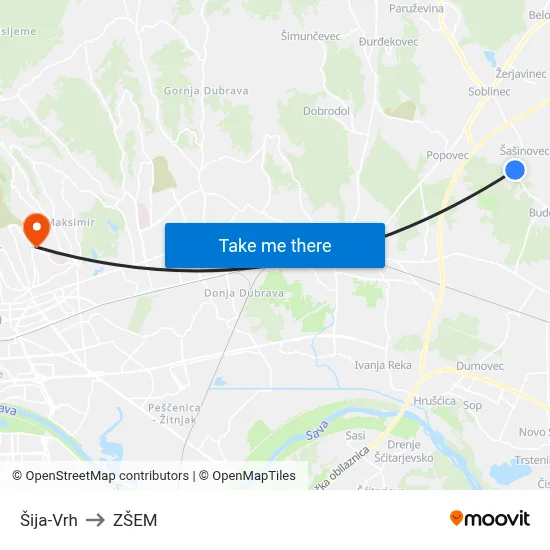 Šija-Vrh to ZŠEM map