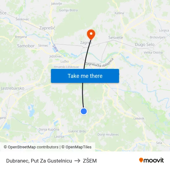 Dubranec, Put Za Gustelnicu to ZŠEM map