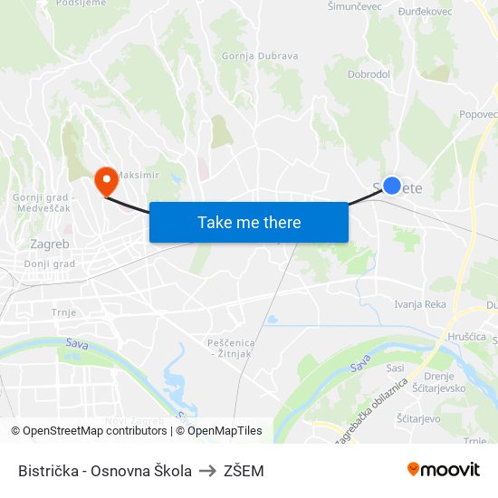 Bistrička - Osnovna Škola to ZŠEM map