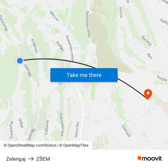 Zelengaj to ZŠEM map