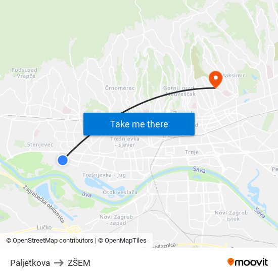 Paljetkova to ZŠEM map