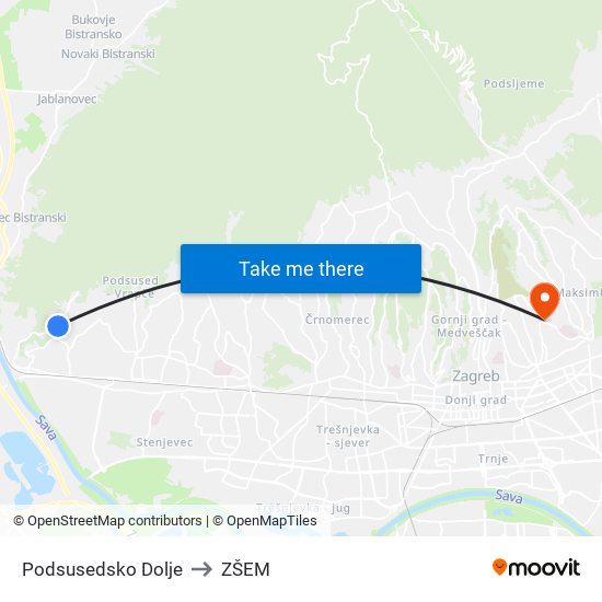 Podsusedsko Dolje to ZŠEM map