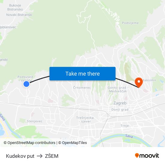 Kudekov put to ZŠEM map