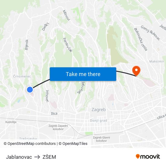 Jablanovac to ZŠEM map