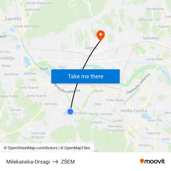 Milekanska-Orsagi to ZŠEM map