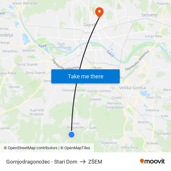 Gornjodragonožec - Stari Dom to ZŠEM map