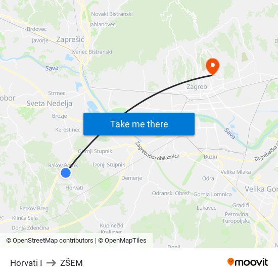 Horvati I to ZŠEM map