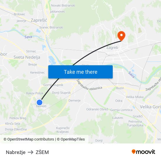 Nabrežje to ZŠEM map