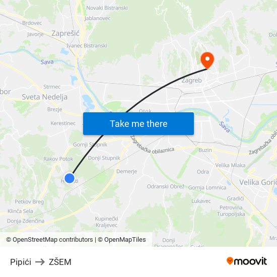 Pipići to ZŠEM map