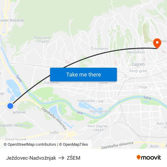 Ježdovec-Nadvožnjak to ZŠEM map