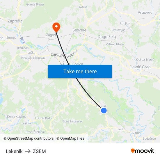 Lekenik to ZŠEM map