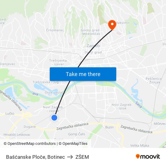 Bašćanske Ploče, Botinec to ZŠEM map