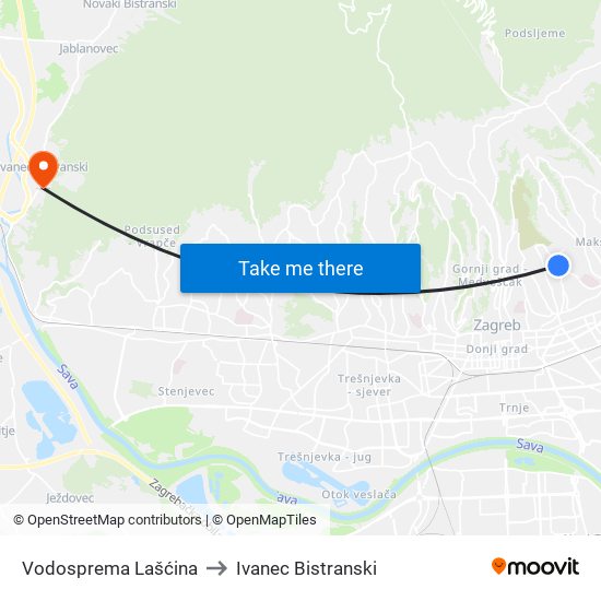 Vodosprema Lašćina to Ivanec Bistranski map