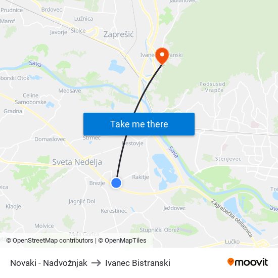 Novaki - Nadvožnjak to Ivanec Bistranski map
