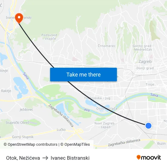Otok, Nežićeva to Ivanec Bistranski map