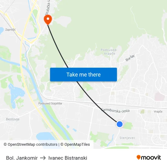 Bol. Jankomir to Ivanec Bistranski map