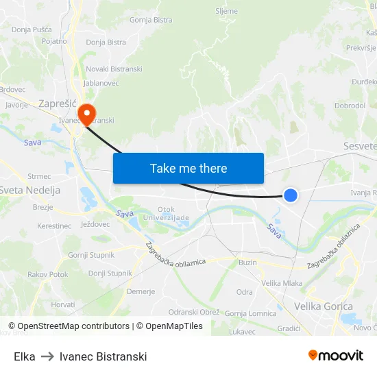 Elka to Ivanec Bistranski map