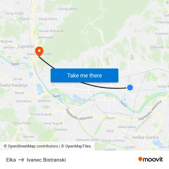 Elka to Ivanec Bistranski map