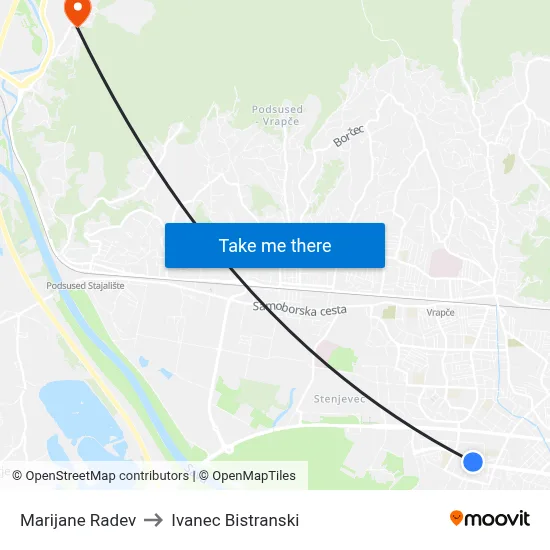 Marijane Radev to Ivanec Bistranski map
