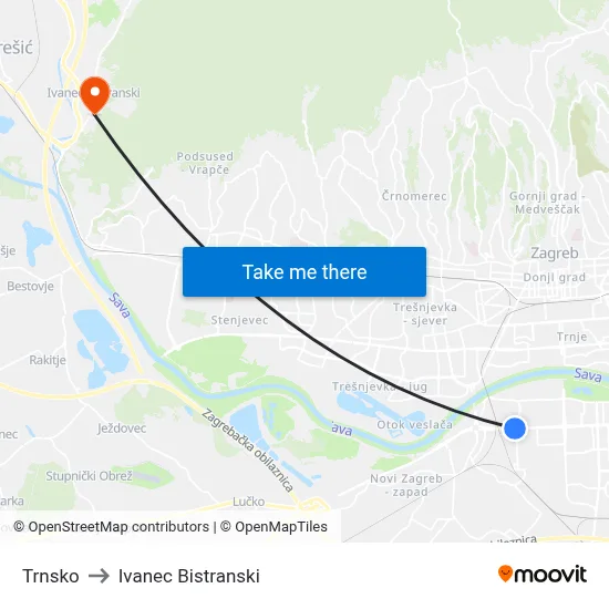 Trnsko to Ivanec Bistranski map