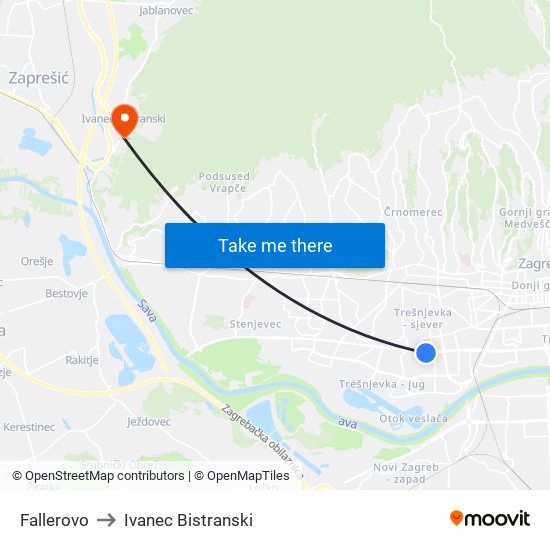 Fallerovo to Ivanec Bistranski map