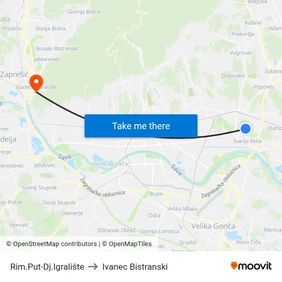 Rim.Put-Dj.Igralište to Ivanec Bistranski map
