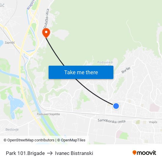 Park 101.Brigade to Ivanec Bistranski map