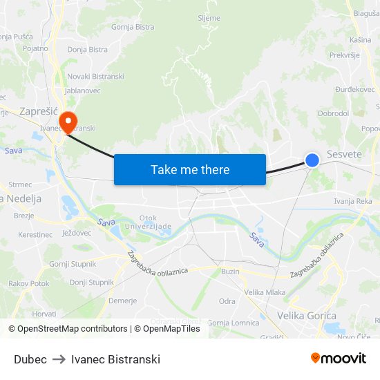 Dubec to Ivanec Bistranski map