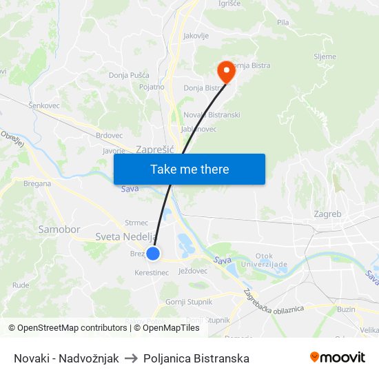 Novaki - Nadvožnjak to Poljanica Bistranska map