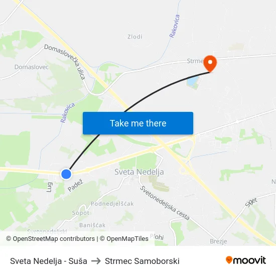 Sveta Nedelja - Suša to Strmec Samoborski map