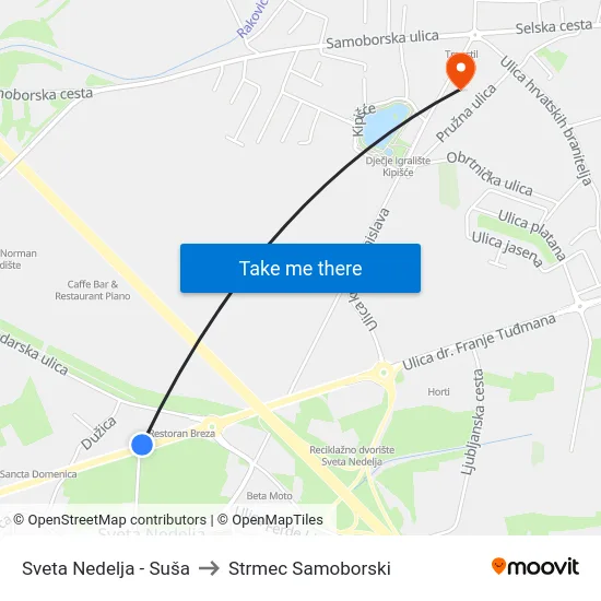 Sveta Nedelja - Suša to Strmec Samoborski map