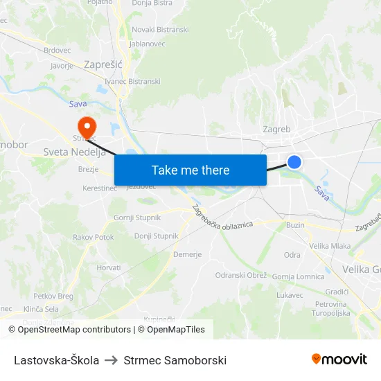 Lastovska-Škola to Strmec Samoborski map