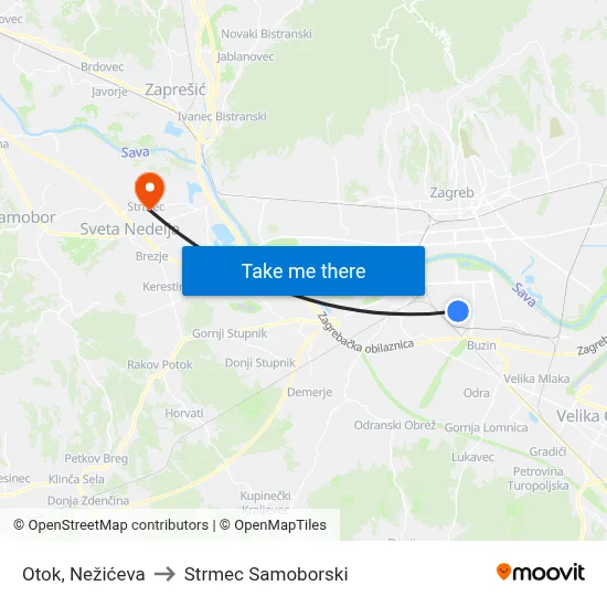 Otok, Nežićeva to Strmec Samoborski map
