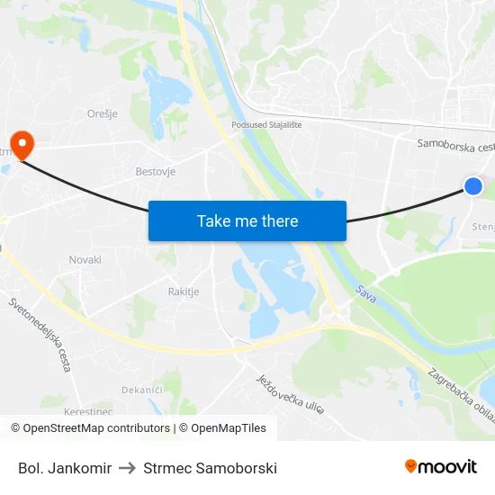 Bol. Jankomir to Strmec Samoborski map