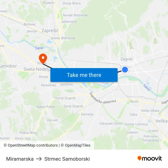 Miramarska to Strmec Samoborski map