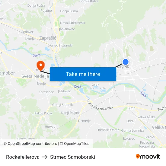 Rockefellerova to Strmec Samoborski map