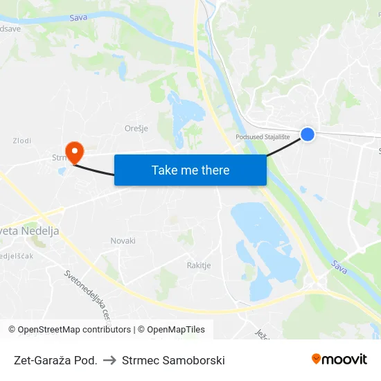 Zet-Garaža Pod. to Strmec Samoborski map