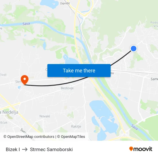 Bizek I to Strmec Samoborski map