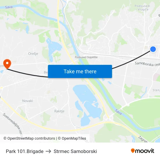 Park 101.Brigade to Strmec Samoborski map