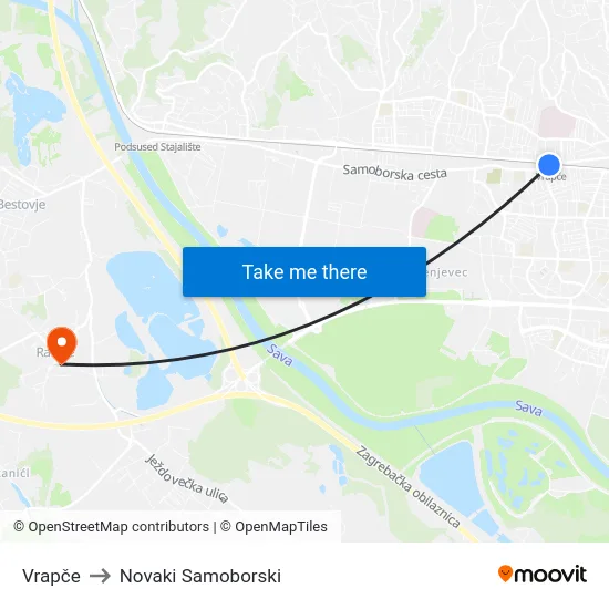 Vrapče to Novaki Samoborski map