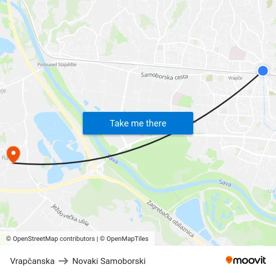 Vrapčanska to Novaki Samoborski map