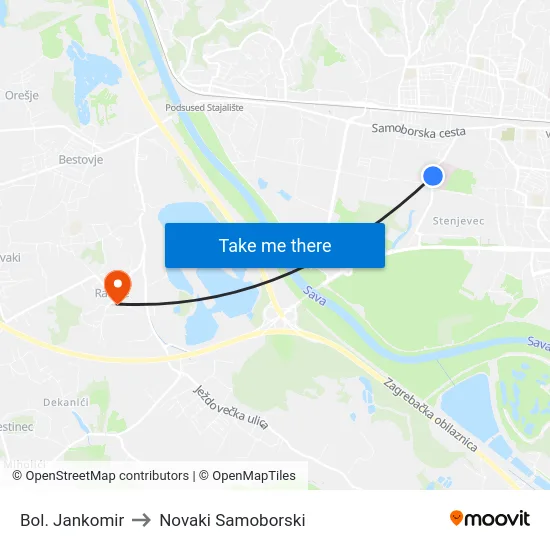 Bol. Jankomir to Novaki Samoborski map