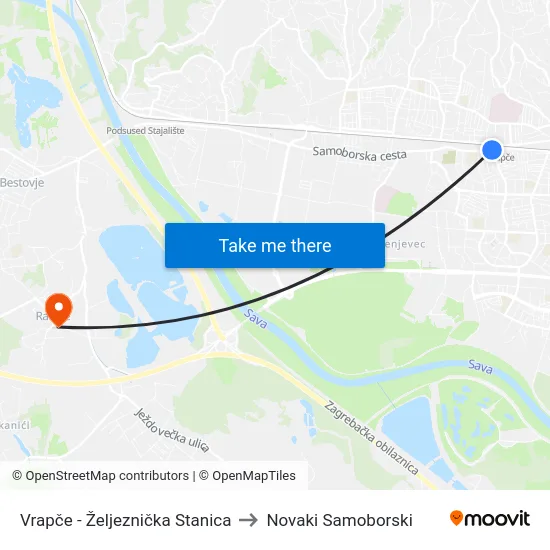 Vrapče - Željeznička Stanica to Novaki Samoborski map