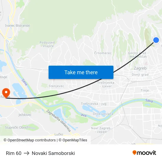 Rim 60 to Novaki Samoborski map